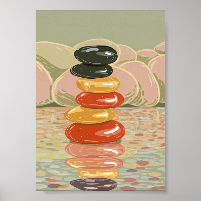 Poster Pebbles Polidas Pilha de Pedras Zen Artísticas (Frente)
