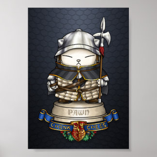 Poster Peça de Peão de Xadrez de Gato Real 