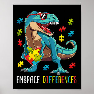 Poster Peça de Puzzle de Dinossauro Conscientização do Au