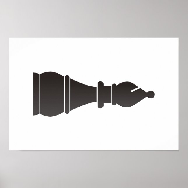 Poster Peça de xadrez de Bispo Negro (Frente)