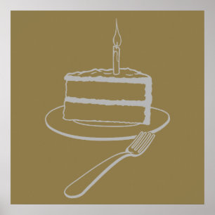Poster Peça Exquisita de Design de Bolo, Aniversário ou E