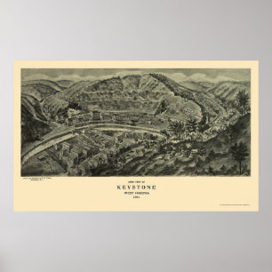 Poster Peça fundamental, mapa panorâmico de WV - 1911