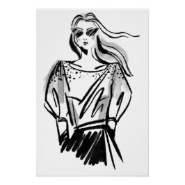 Pôster Peças de arte de moda desenhadas à mão