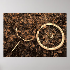 Poster Peças de bicicleta com folhas de outono