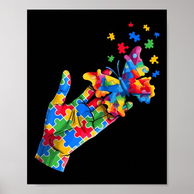 Poster Peças de Puzzle de Mão e Borboleta Fofas Conscient (Frente)