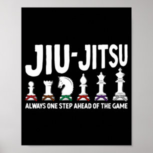 Poster Peças de Xadrez Jiu-Jitsu Brasileiro Divertido BJJ