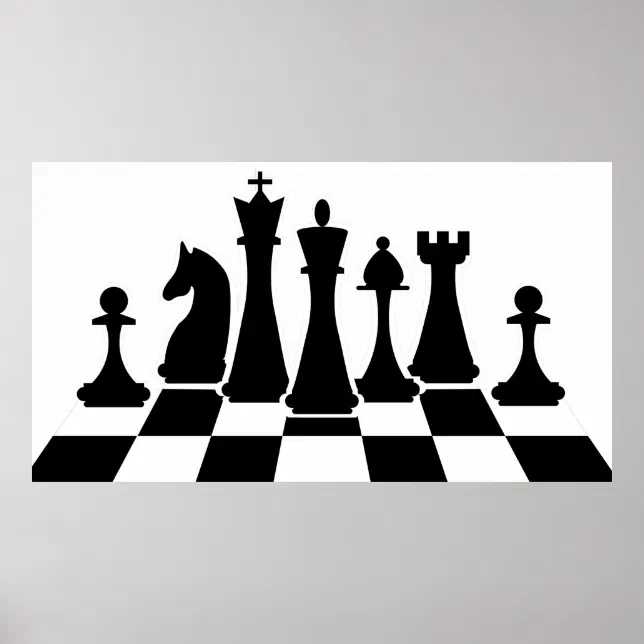 Peças de xadrez pretas no tabuleiro de xadrez.