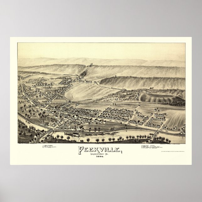 Pôster Peckville, PA Panorâmica - 1892 (Frente)