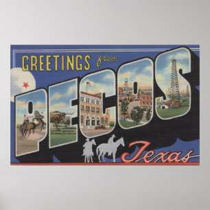 Pôster Pecos, letra ScenesPecos de TexasLarge, TX