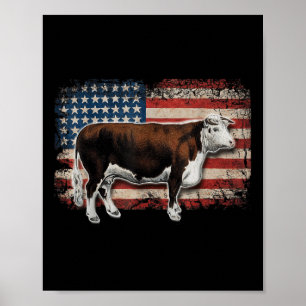 Poster Pecuarista Hereford - Bandeira Americana Para Vaca