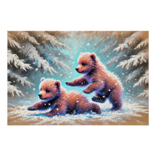 Pôster Pedaços de Urso Reproduzidos em Calçado de Pastel
