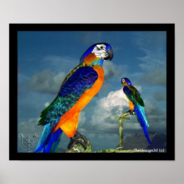 PÔSTER PEDAÇOS HÍPER / ARA AZUL (Frente)