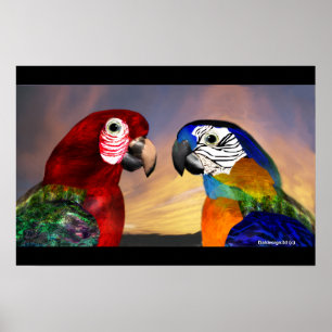 POSTER PEDAÇOS HÍPIDOS / ARA VERMELHA E AZUL