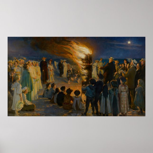 Poster Peder Severin Kroyer - Fogueira de Eva Bonfire (Frente)