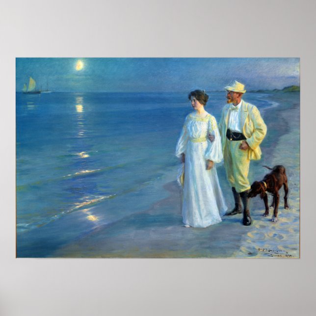 Poster Peder Severin Krøyer Summer Evening Skagen Beach (Frente)
