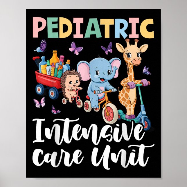 Poster Pediatric Intensive Care Unit Cute Animals Groovy  (Frente)