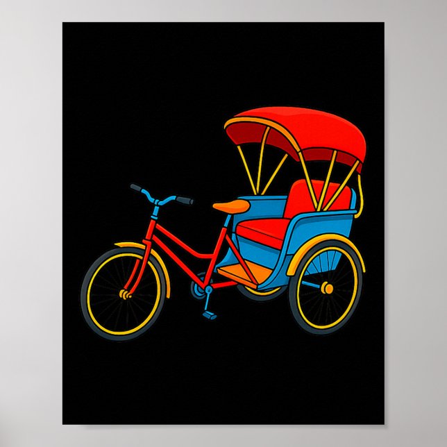 Poster Pedicab Cycle Rickshaw Bike Taxi Premium Tri-blend (Frente)