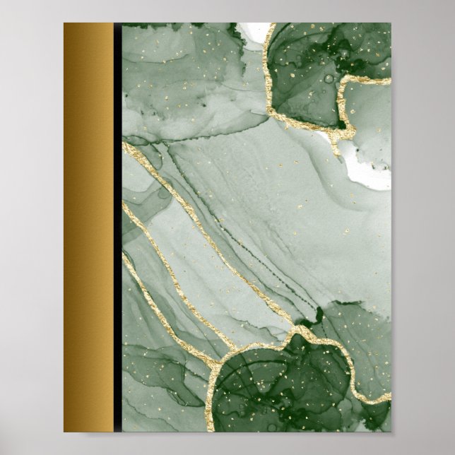 Poster Pedra branca verde/Arte de borda Dourada (Frente)