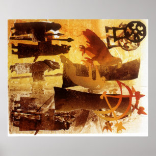 Poster Pedra de relógio e símbolos