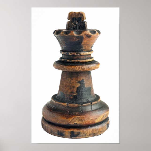 Poster Pedra de xadrez de madeira de vintage (Frente)