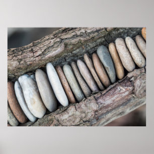 Pôster Pedra e madeira (diagonalmente)