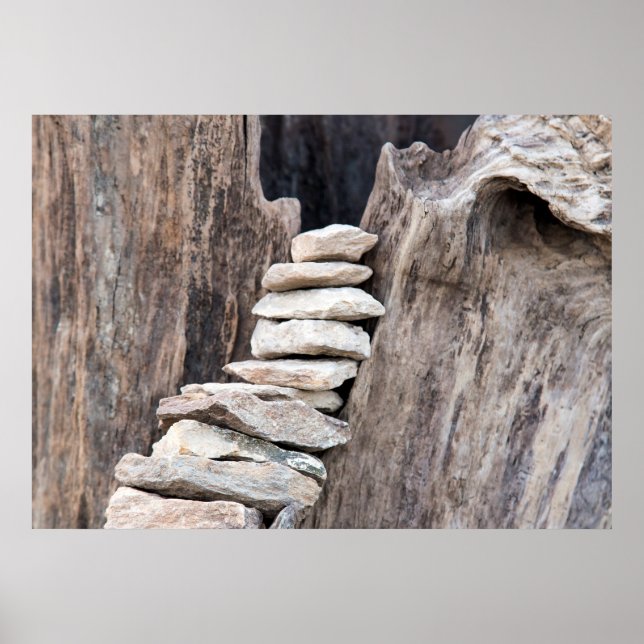 Poster Pedra e madeira (vertical) (Frente)