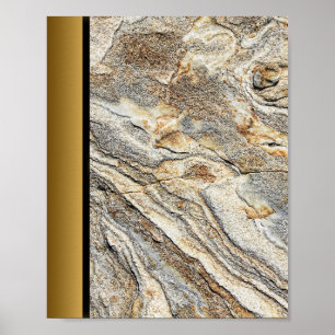 Poster Pedra Marble Castanha/Arte Dourada Negra