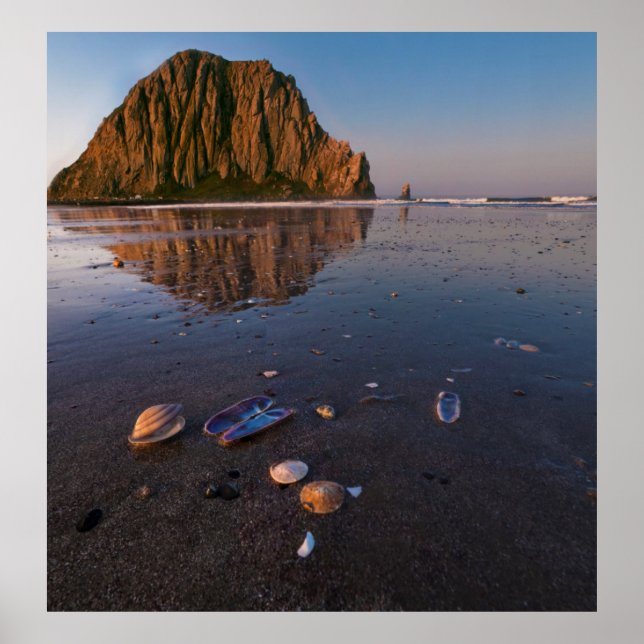 Poster Pedra Morro Refletindo na Areia Molhada (Frente)