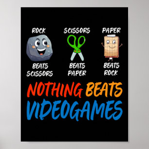 Poster Pedra Papel Tesoura Engraçado Nada Derrota Videoga