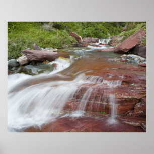 Poster Pedra vermelha em Baring Creek na Glacier National