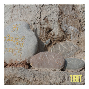 Pôster Pedras budistas tibetanas de Amdo Mani