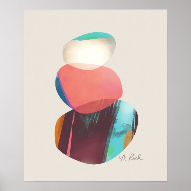 Pôster Pedras Coloridas Felizes para Aquarelas (Frente)