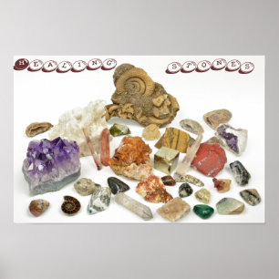 Pôster Pedras curas, ametyst, quartzo, opal, turmalina