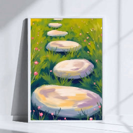 Poster Pedras de Jardim Pintura em Aquarela