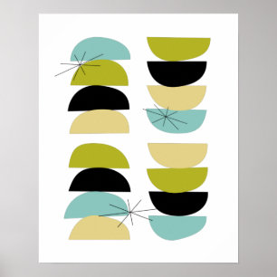 Poster Pedras Empilhadas Aqua Azul Amarelo Verde Preto