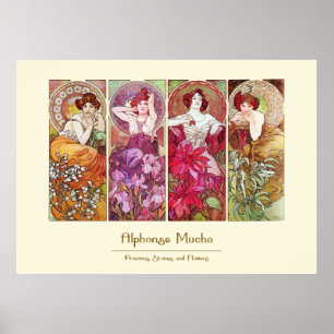 Poster Pedras preciosas e flores, Alphonse Mucha
