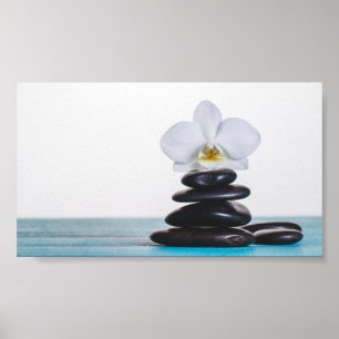 Poster Pedras Zen Orquídea Branca