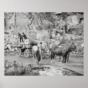 Pôster Pedreira de Granito de New England, 1908. Foto Ant