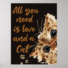 Poster  Peek-a-Boo Cat Art Print | Funny Feline Quote 