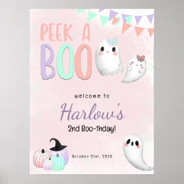Poster Peek Boo Pastel Halloween Aniversário Bem-vindo
