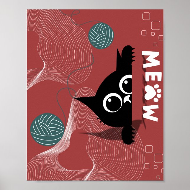 Poster Peek Reproduzido: Whimsy Gato e Fio (Frente)