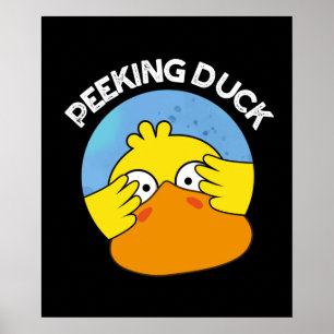 Poster Peeking Duck Funny Animal Chinês Dish Pun Dark BG