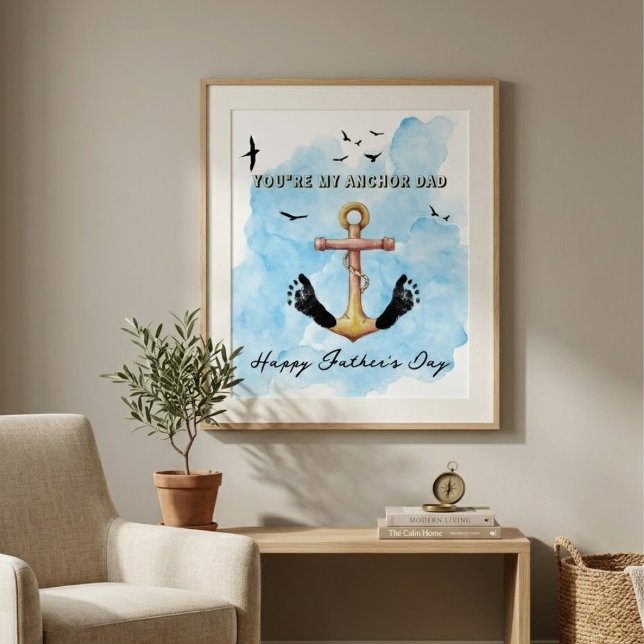 Poster Pegada de Âncora Náutica Arte Presente do Dia dos  (Criador carregado)