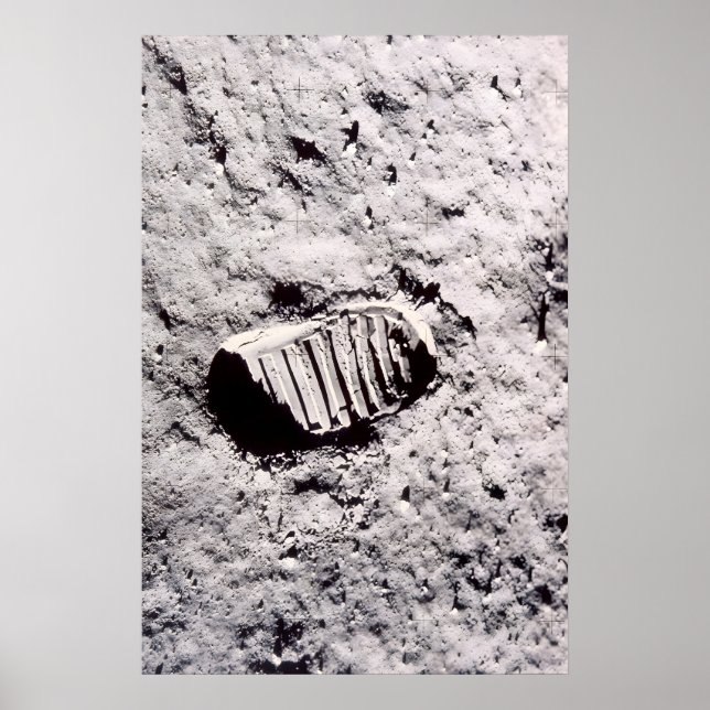 Poster Pegada de Buzz Aldrin  NASA Apollo 11 Lua (Frente)