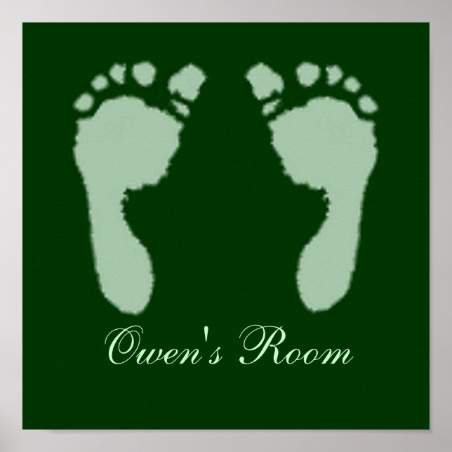 Poster Pegadas de Bebê (Verde) (Frente)