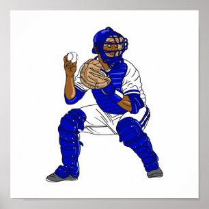 Poster Pegador de baseball azul