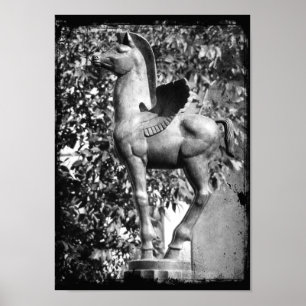 Poster Pegasus no Grunge preto e branco