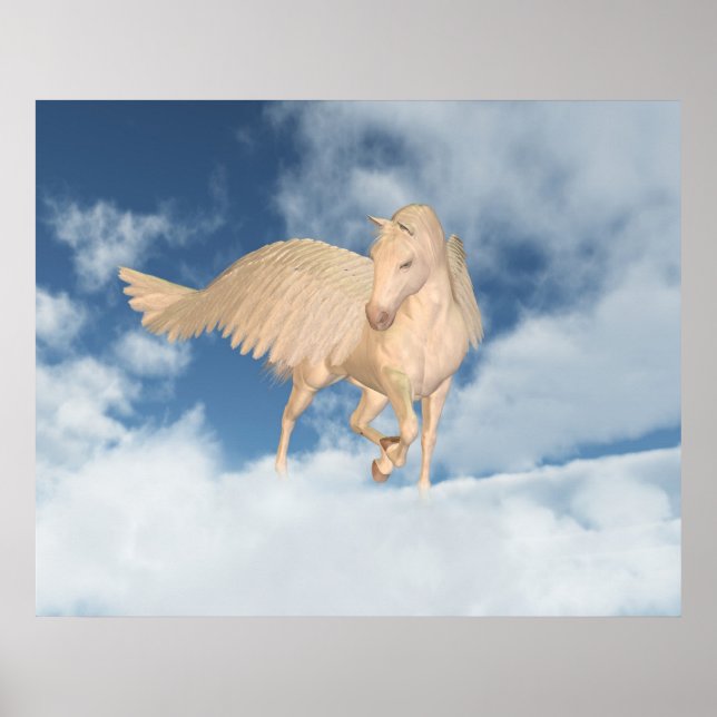 Poster Pegasus Olhando Através Das Nuvens (Frente)