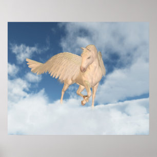 Poster Pegasus que olha para baixo através das nuvens