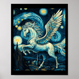 Poster Pegasus Sob O Gráfico De Arte Da Noite Estrelada